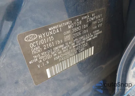 2016 Hyundai Elantra Se из США, поврежденный, VIN KMHDH4AE6GU651353